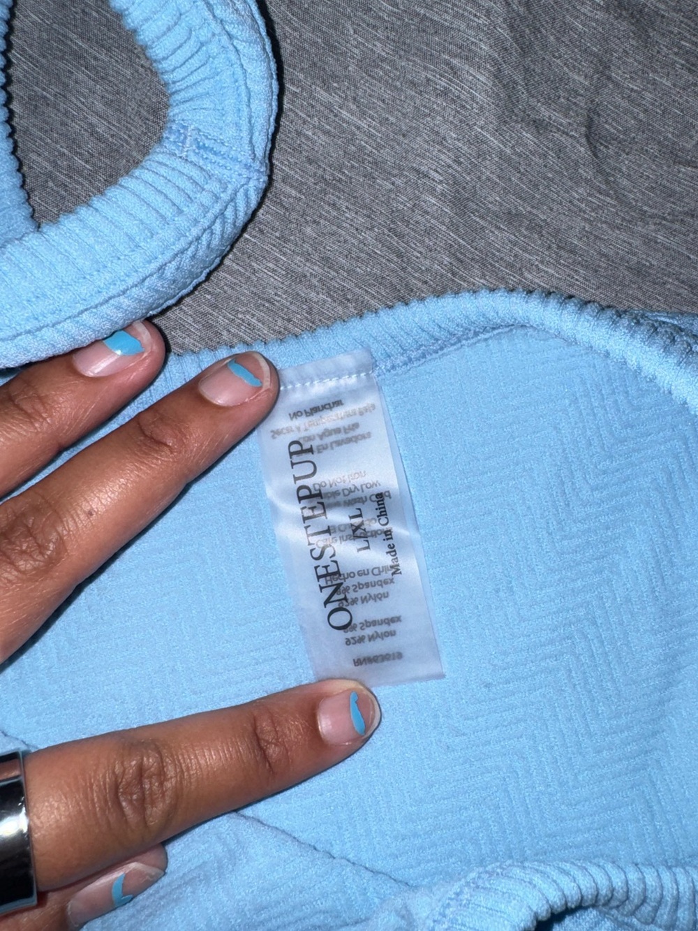 Sky Blue Ribbed Scoop Tank Top - Picture 3 of 3